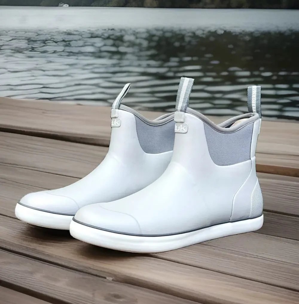 HUK Men’s Rogue Wave Fishing Deck Boots Waterproof Rubber Gray White Size 11 NIB